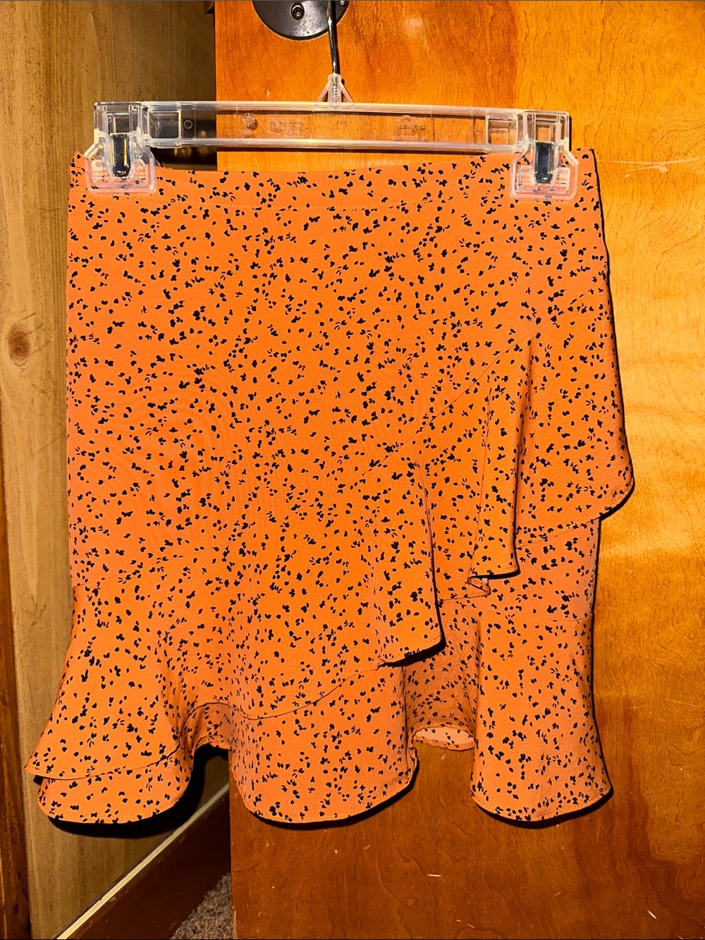Altar'd State Orange Mini Skirt with Black Fleck Print